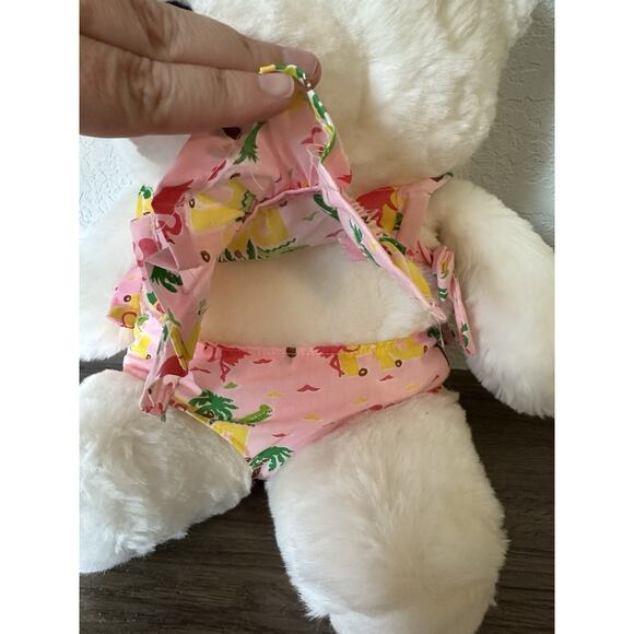 Vintage Sandy Shore JR Burdines Bear White Pink Flamingo Outfit Plush Stuffed - Picture 4 of 5
